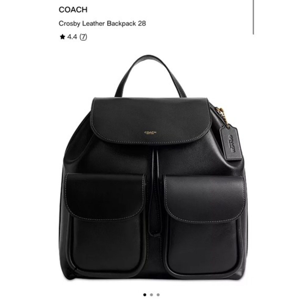 COACH Crosby 28 Black Natural Grain Leather Backpack Gold Hardware Drawstring - Picture 2 of 15